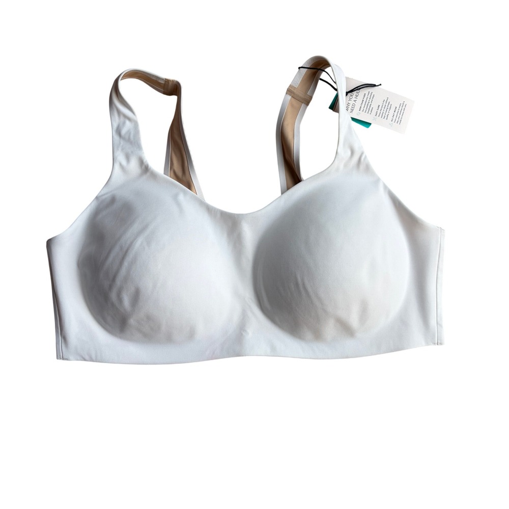 HUUG The Grace Crop Bra White 01 Seamless Wirefree Mesh Padding H230002 XXL